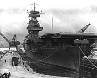 Photo # 80-G-13065:  USS Yorktown in dry dock at the Pearl Harbor Navy Yard, 29 May 1942.  She left the next day to participate in the the Battle of Midway.