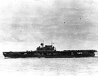 Photo # 80-G-21627:  USS Yorktown underway with her air group on the flight deck, early in the morning of 4 June 1942.