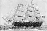 Photo # NH 1329:  USS Pennsylvania.  Lithograph by N. Currier, 1846.