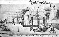 Photo # NH 1998:  Sketch of USS Port Royal and other ships bombarding Fort Darling, 15 May 1862