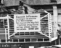 Photo # NH 41731-A:  Influenza precaution sign at the Naval Aircraft Factory, Philadelphia, Pennsylvania, 19 October 1918.