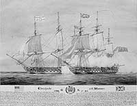 Photo # NH 42907:  HMS Shannon in action with USS Chesapeake, 1 June 1813