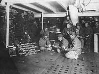 Photo # NH 45345:  Scene in troop spaces on board USS Mercury, circa 1918-1919