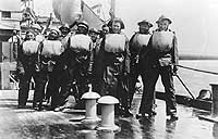 Photo # NH 46202:  USS Melville crewmen during her voyage from the U.S. to Ireland, May 1917