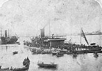 Photo # NH 46260:  USS Miantonomoh at Malaga, Spain, circa early 1867