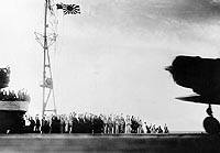 Photo # NH 50603:  Japanese plane takes off to attack Pearl Harbor, 7 December 1941