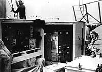 Photo # NH 51280:  Radar equipment on USS Leary, April 1937.  This was the first test of radar on board ship.