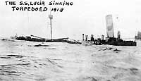 Photo #  NH 51459-A:  S.S. Lucia sinking after she was torpedoed by U-155, 17 October 1918