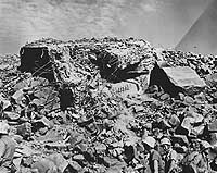 Photo # NH 65310: Iwo Jima pillbox smashed by bombardment, February 1945