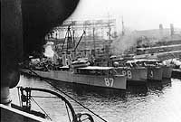 Photo # NH 82974:  Destroyers in port, seen from USS Pocahontas in 1919