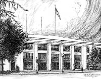 Photo # NH 91993:  Main Navy Building, Washington, D.C.  Sketch by George Gray, 1964