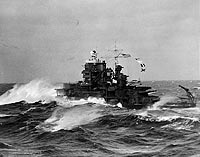 Photo # NH 94649:  USS Mississippi steaming through heavy weather in the North Atlantic, September 1941