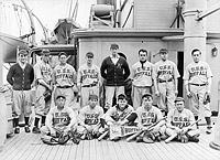 Photo # NH 105469: The USS Buffalo baseball team during the 1914 Alaskan Radio Expedition.