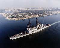 Photo # NH 106911-KN:  USS Scott transiting the Suez Canal, 8 August 1990.  Photographed by PH3 Frank A. Marquart