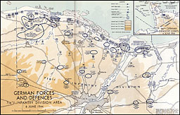 Map 1.--German Forces and Defences, 716th Infantry Division Area, 6 June 1944