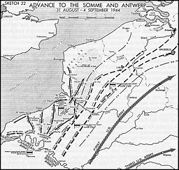 Sketch 22.--Advance to the Somme and Antwerp, 31 August-4 September 1944