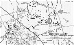 Sketch 42.--Operation VARSITY showing situation 6th Airborne Division, afternoon 24 March 1945