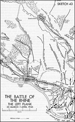 Sketch 43.--The Battle of the Rhine, The Left Flank, 23 March-1 April 1945