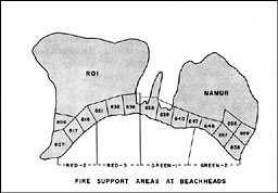 Map: Roi-Namur Fire Support Areas