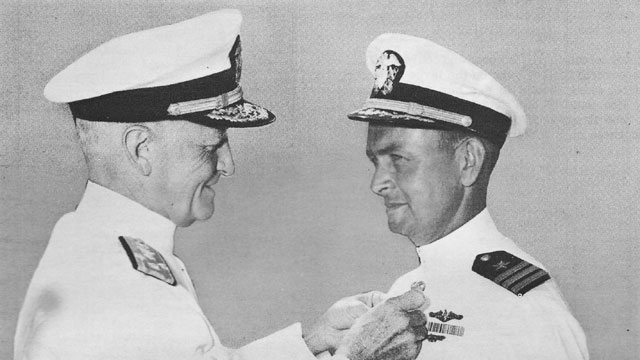 Fleet Admiral Nimitz Decorates Commander Brindupke