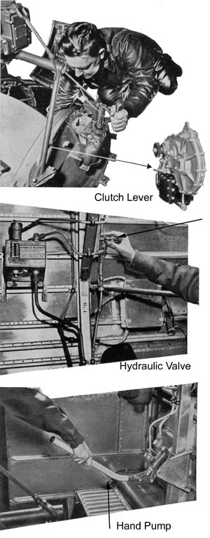 elevation cluch, hydraulic valve, hand pump