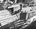 Photo 13-7: GROWLER (SS215). Upper horizontal section of prefabricated bow being erected