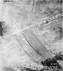 Photo 14-7: DRAGONET (SS293). View showing 12 inch vertical crack in A-strake, below bilge keel, at frame 49 in way of MBT No. 2B outer shell plating