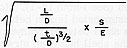 square root of {(L/D)/[(t/D) x 3/2] x S/E}