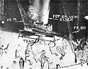 Photo 9-7: Scamp (SS277). Close view, looking down at tank top of FBT No. 5B, showing two-foot longitudinal tear